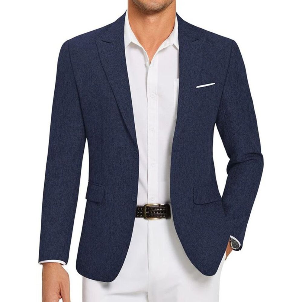 Coofandy Mens Woven Two Button Blazer Jacket, Blue, XL, DM